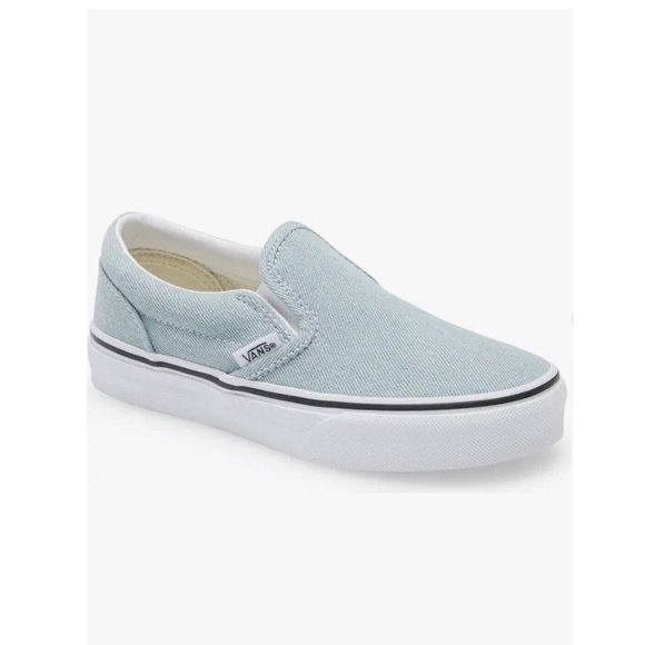 Vans Other - VANS Kid's Shoes Size 5 Pale Blue Denim Slip On Sneakers New